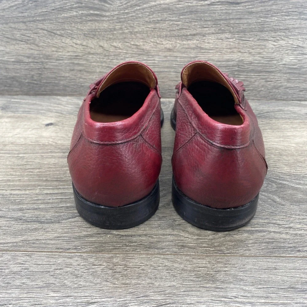 Vero Cuoio Kiltie Loafers Mens 9.5 Burgundy Pebbled Leather Made in Italy